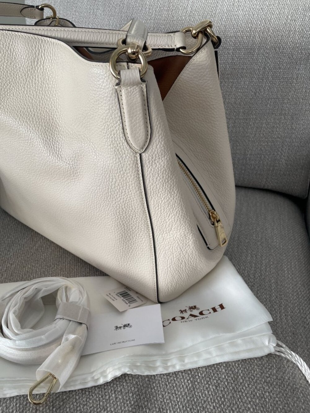 Coach Ivory Leather Hallie Shoulder Bag Gold Hardware Dual Straps - Picture 4 of 9